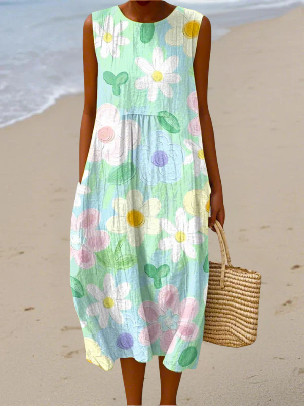 Flora | Pastel Blossom Midi Dress