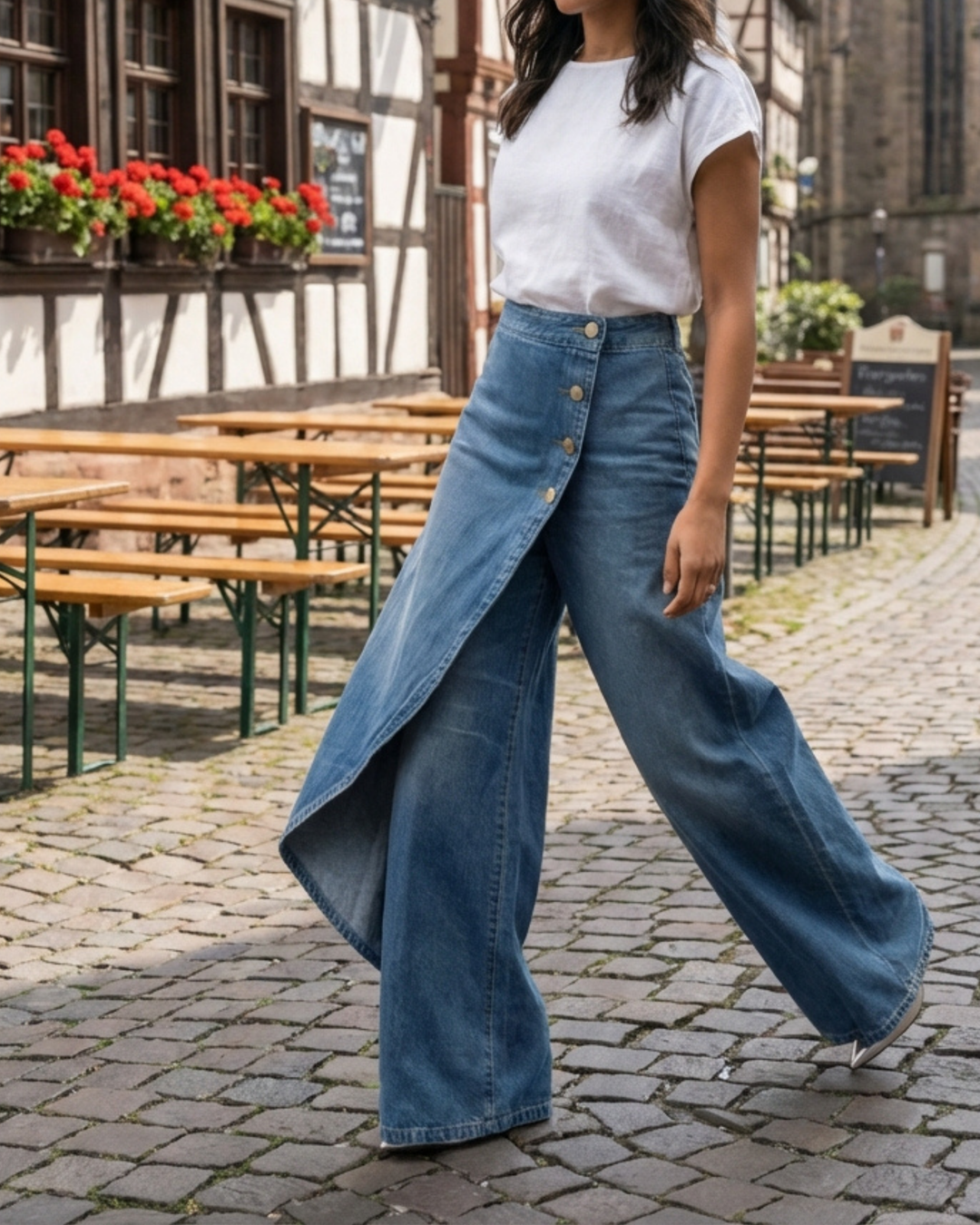 Yasmin | Denim Wrap Trousers