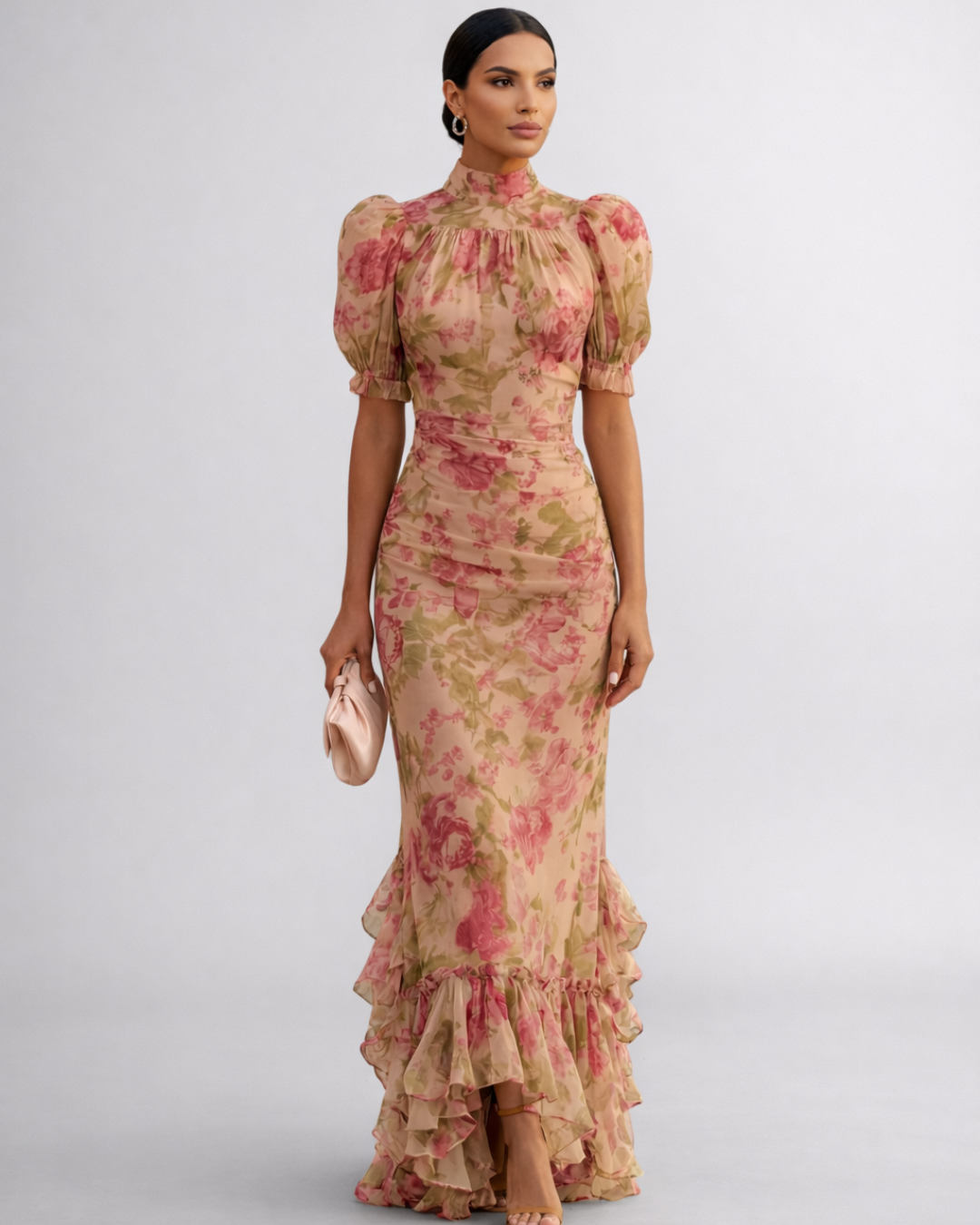 Rosa | Long Floral Chiffon Dress