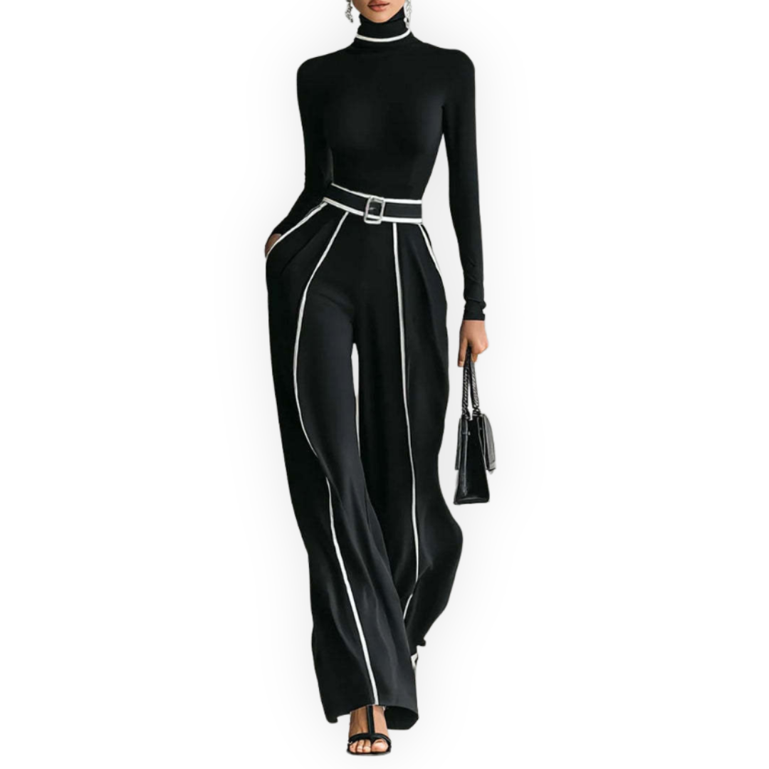 LS | Women’s Contrast Color-Block Turtleneck Set