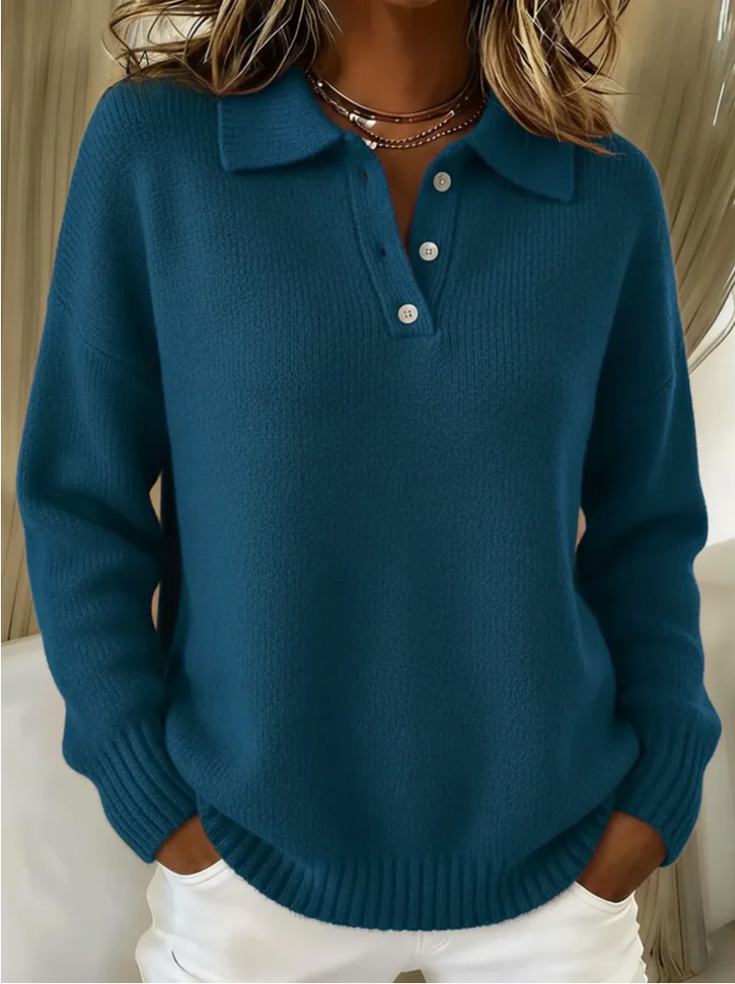 Cloud Cozy™ | Soft Knit Polo Sweater