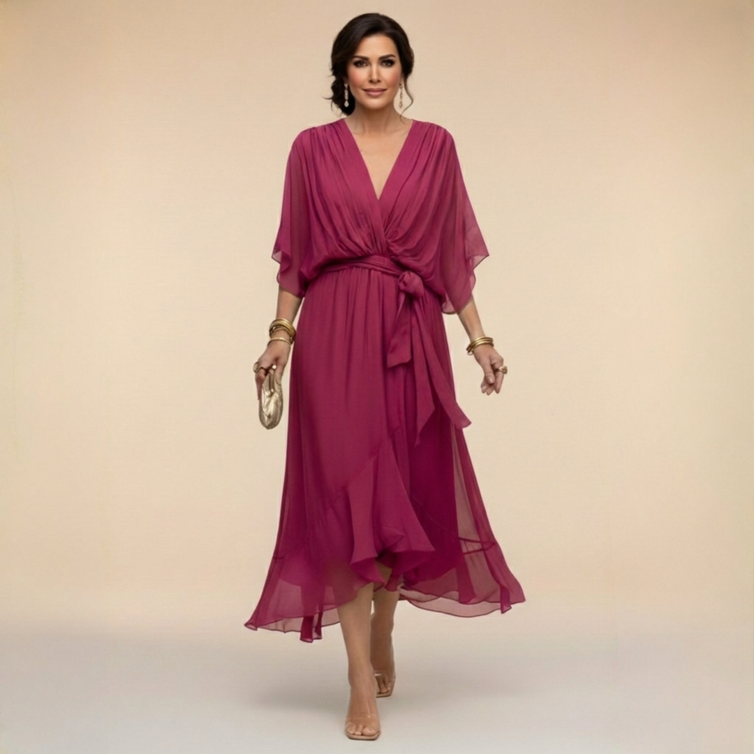 Monica | Chiffon dress with a V-neck