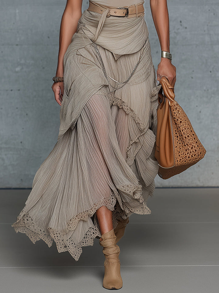 Oatmeal Comfortable Sleeveless Chiffon Maxi Dress Accessories Not Included