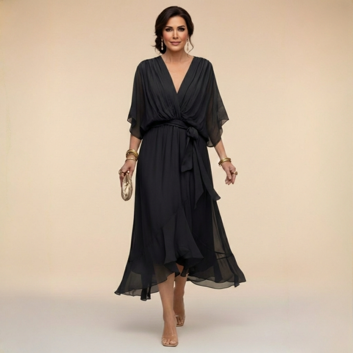 Monica | Chiffon dress with a V-neck