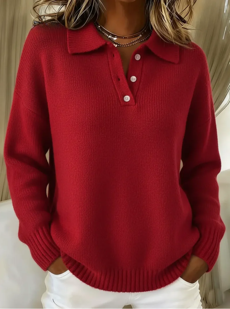 Cloud Cozy™ | Soft Knit Polo Sweater