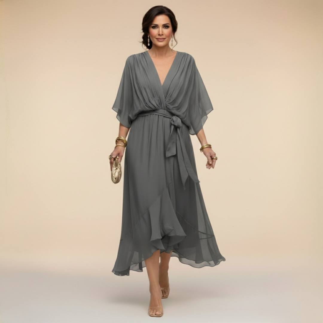 Monica | Chiffon dress with a V-neck