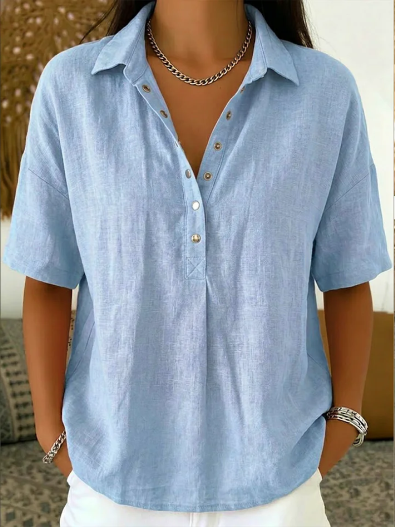 Tessa | Collared Blouse with Button Detail
