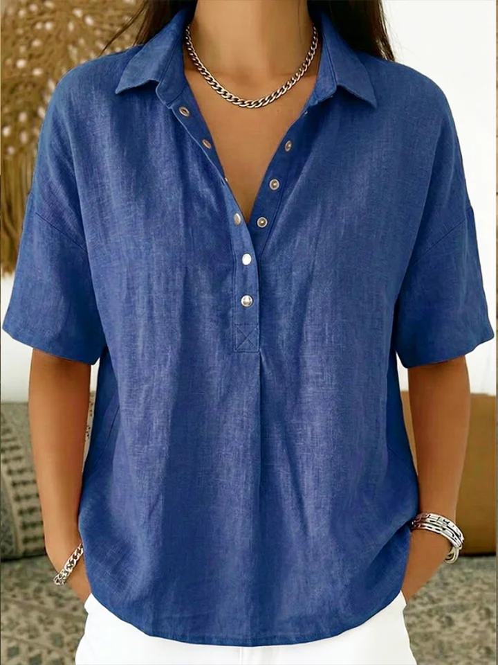 Tessa | Collared Blouse with Button Detail