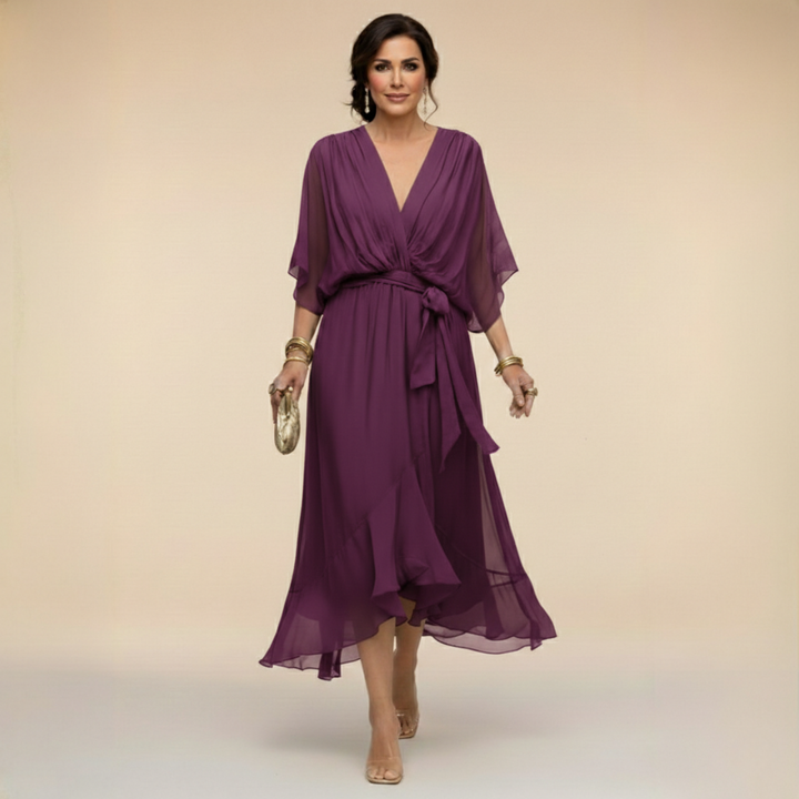 Monica | Chiffon dress with a V-neck