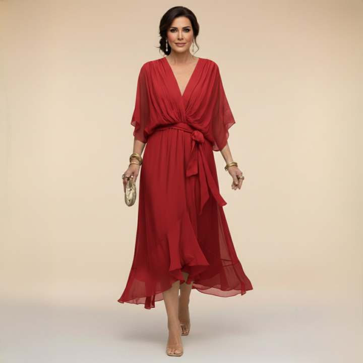 Monica | Chiffon dress with a V-neck