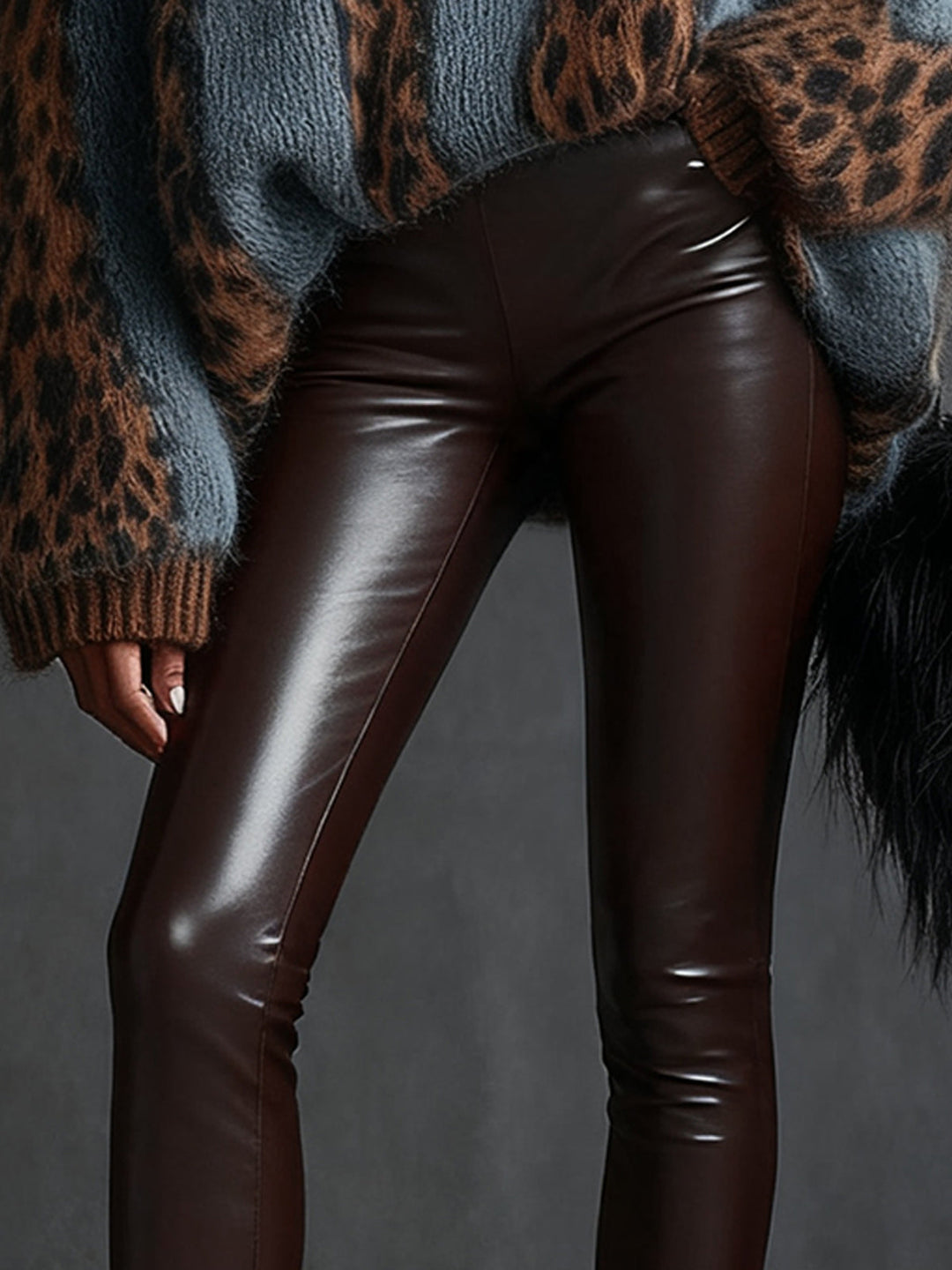 Brown Faux Leather Pants