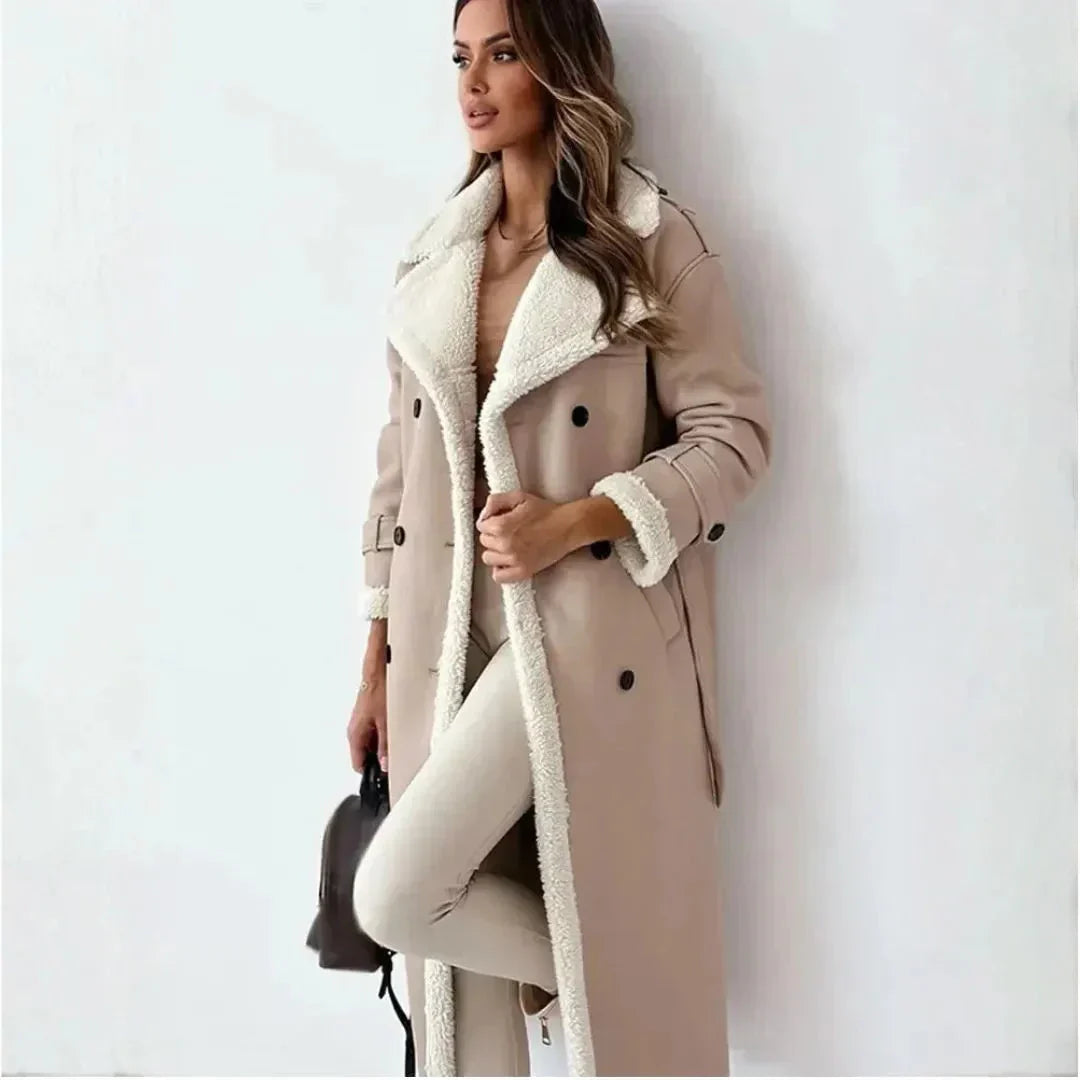 LS | Belle Long Faux-Shearling Double-Breasted Coat