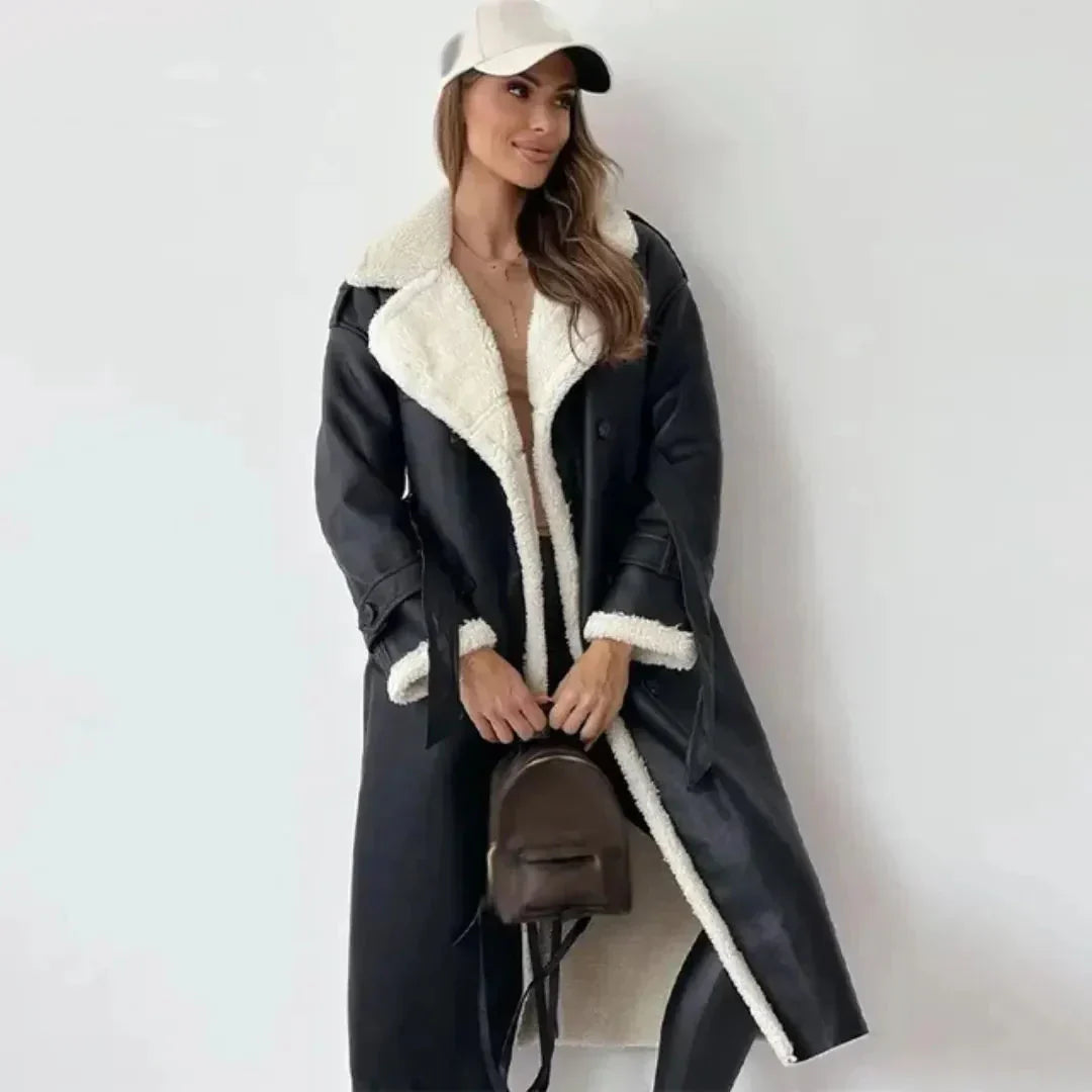 LS | Belle Long Faux-Shearling Double-Breasted Coat