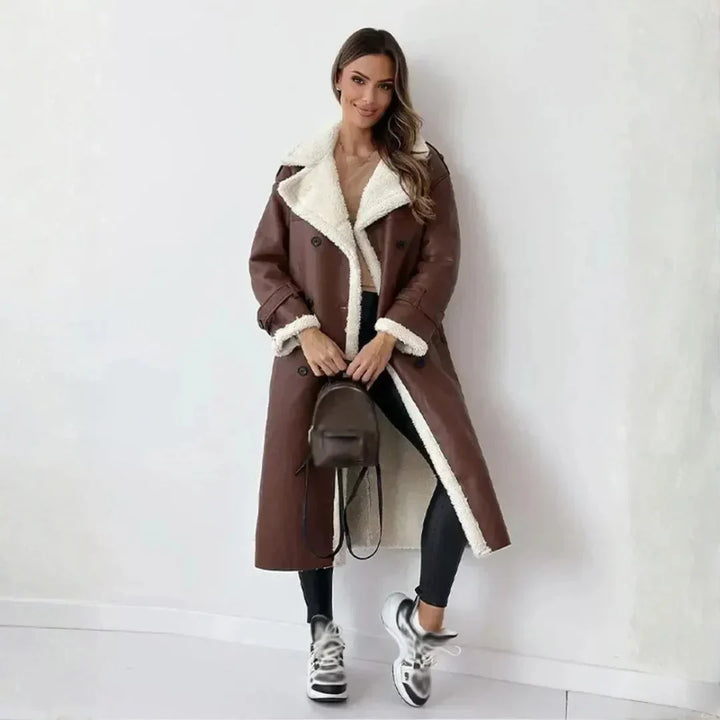 LS | Belle Long Faux-Shearling Double-Breasted Coat