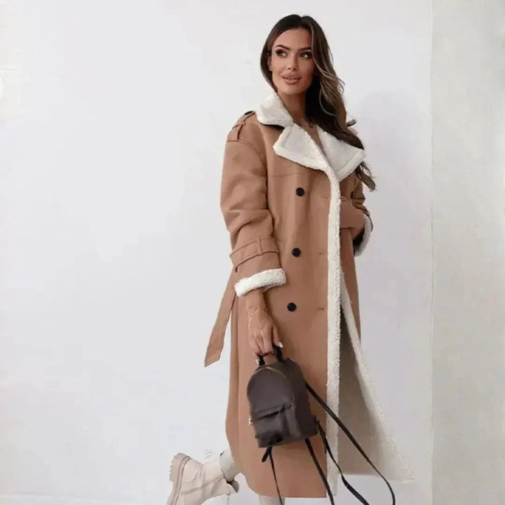 LS | Belle Long Faux-Shearling Double-Breasted Coat