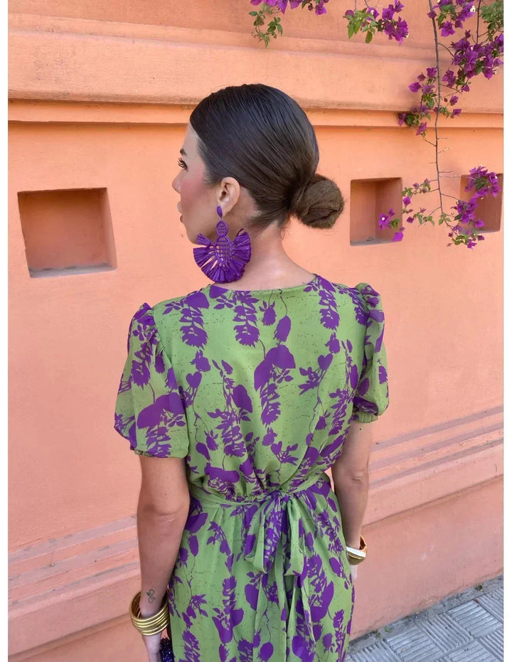 Vela | Midi Dress with Twisted Print