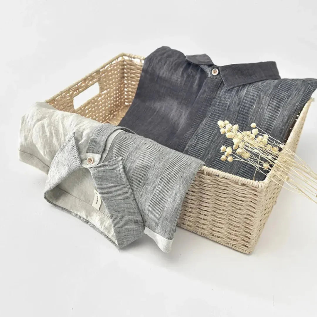 Enzo Dual-Tone Button-Down Linen Shirt