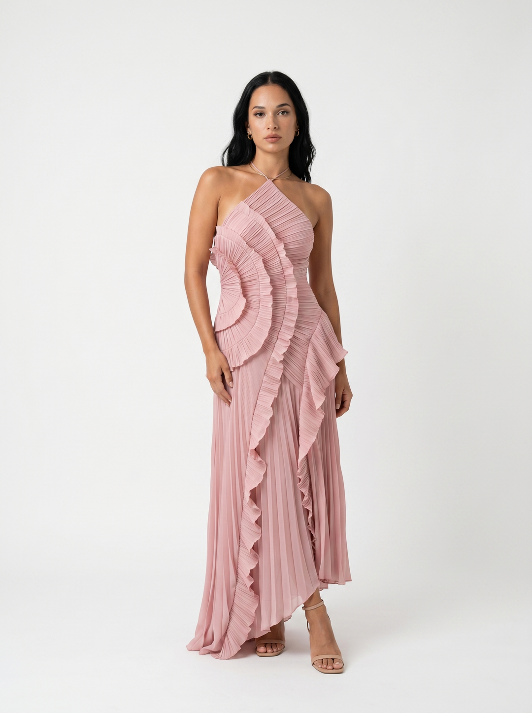 Isabella | Pleated Maxi Dress with Ruffles