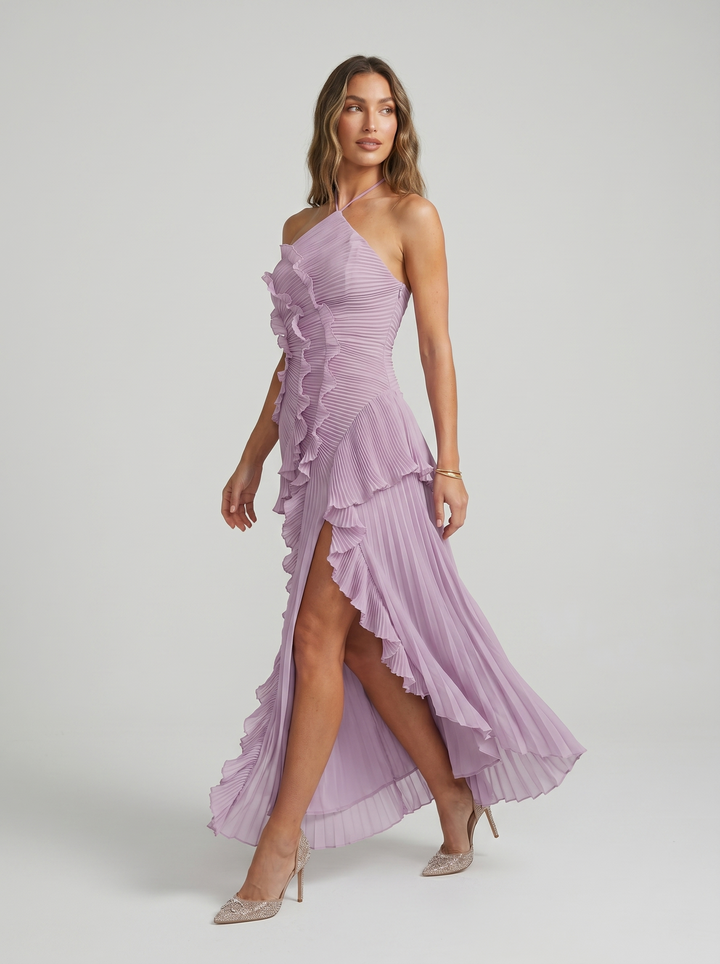Isabella | Pleated Maxi Dress with Ruffles