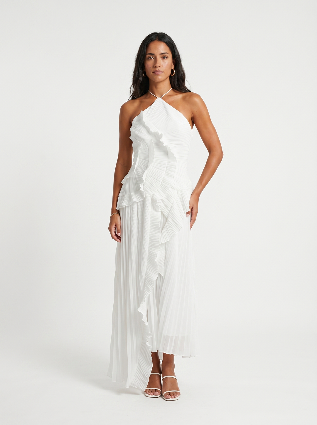 Isabella | Pleated Maxi Dress with Ruffles