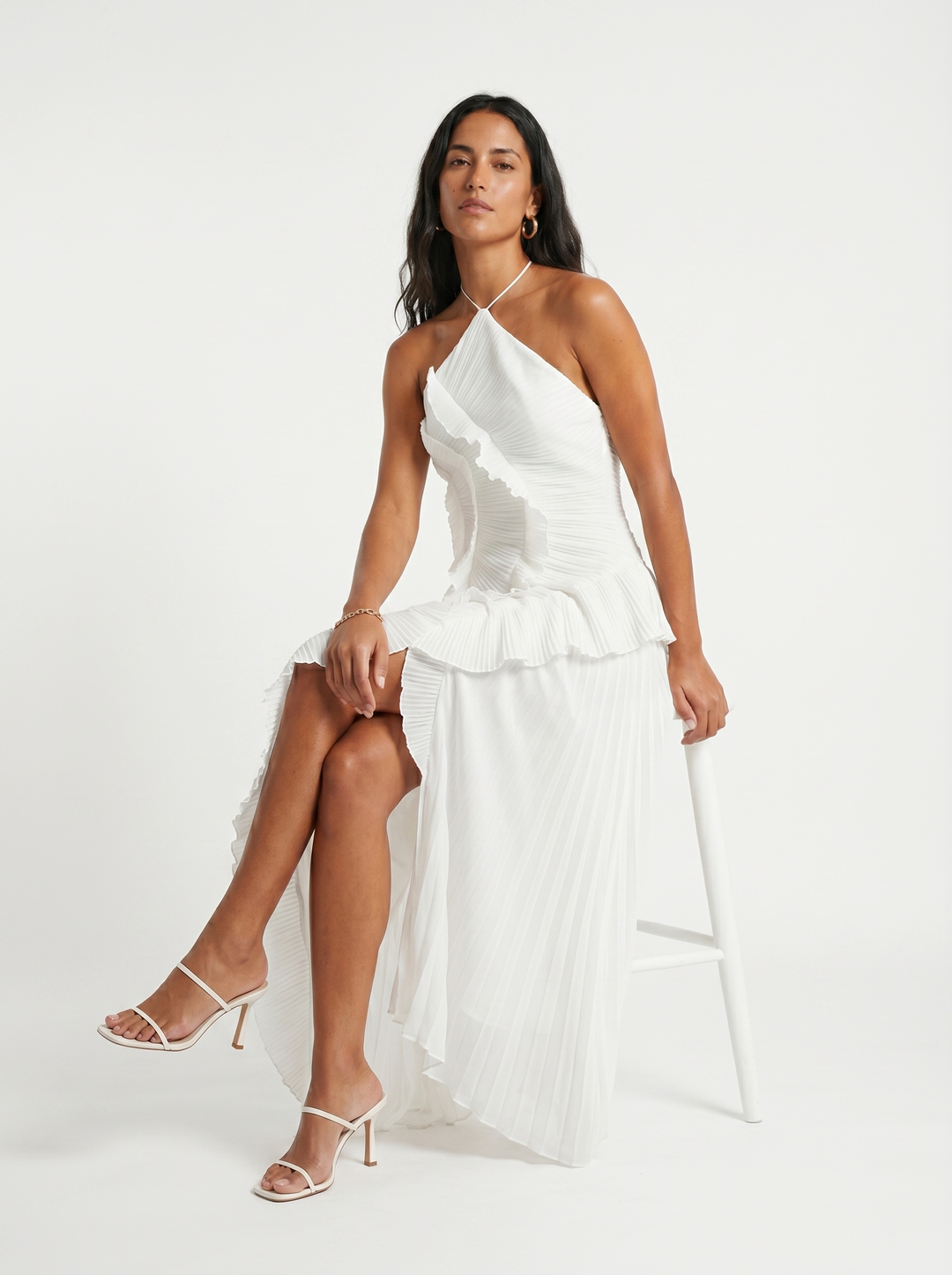 Isabella | Pleated Maxi Dress with Ruffles