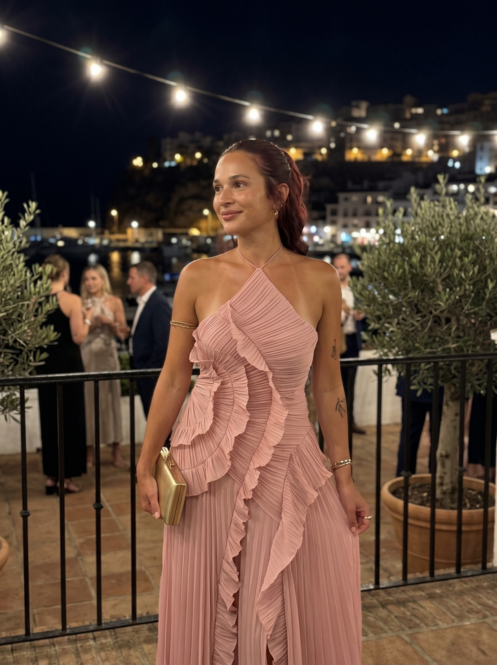 Isabella | Pleated Maxi Dress with Ruffles