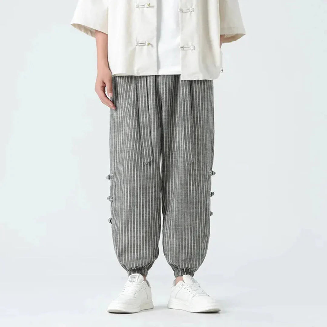 LS | Kyoto Striped Cotton-Linen Jogger Pants