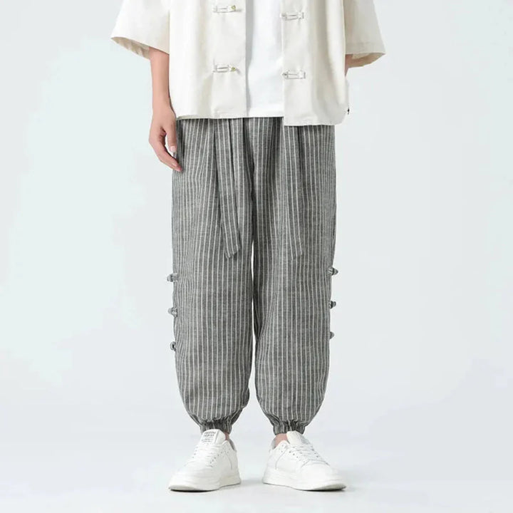 LS | Kyoto Striped Cotton-Linen Jogger Pants