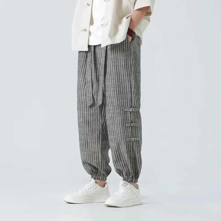 LS | Kyoto Striped Cotton-Linen Jogger Pants