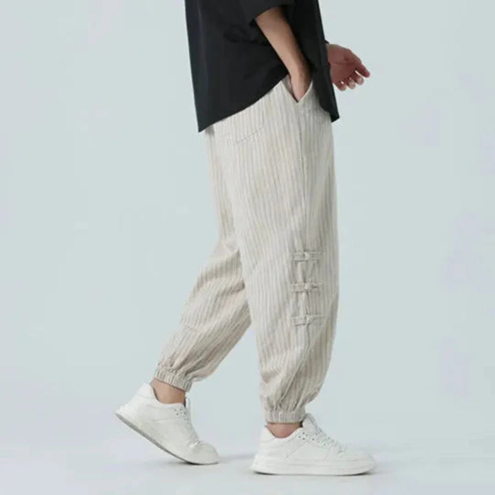 LS | Kyoto Striped Cotton-Linen Jogger Pants