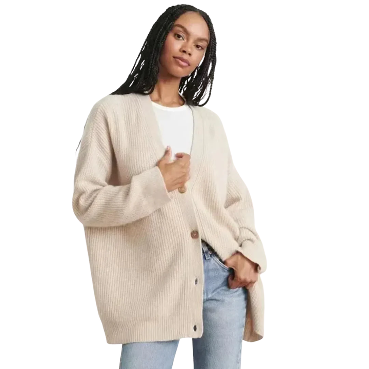 LS | Neri Oversized V-Neck Knit Button Cardigan
