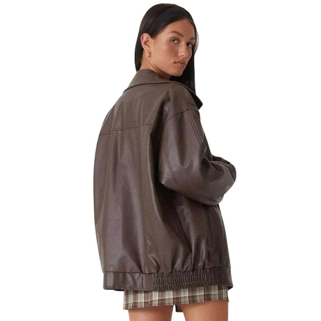 LS | Tanya Oversized Faux Leather Full-Zip Jacket