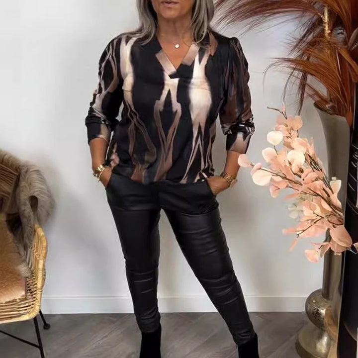 LS | Women Abstract Print V Neck Top