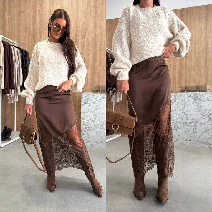 LS | Women Asymmetric Lace Detail Skirt