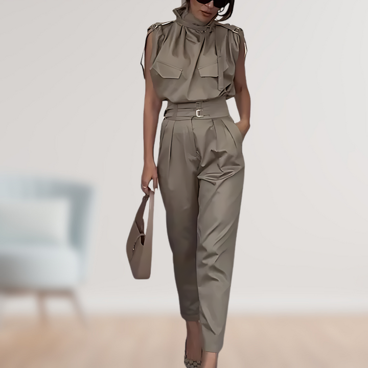 LS | Women Belted Cargo Jumpsuit