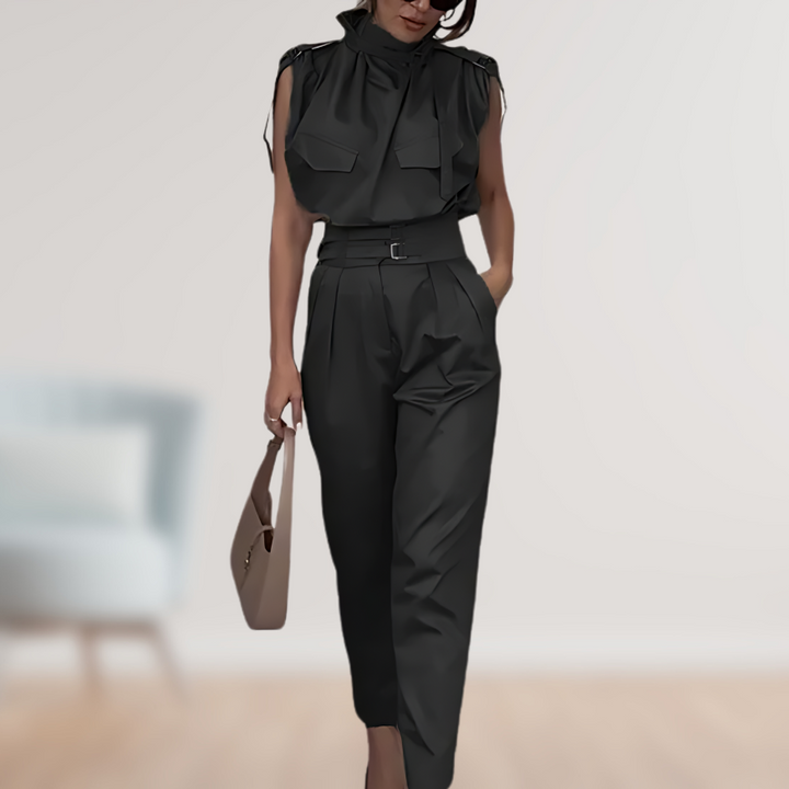 LS | Women Belted Cargo Jumpsuit