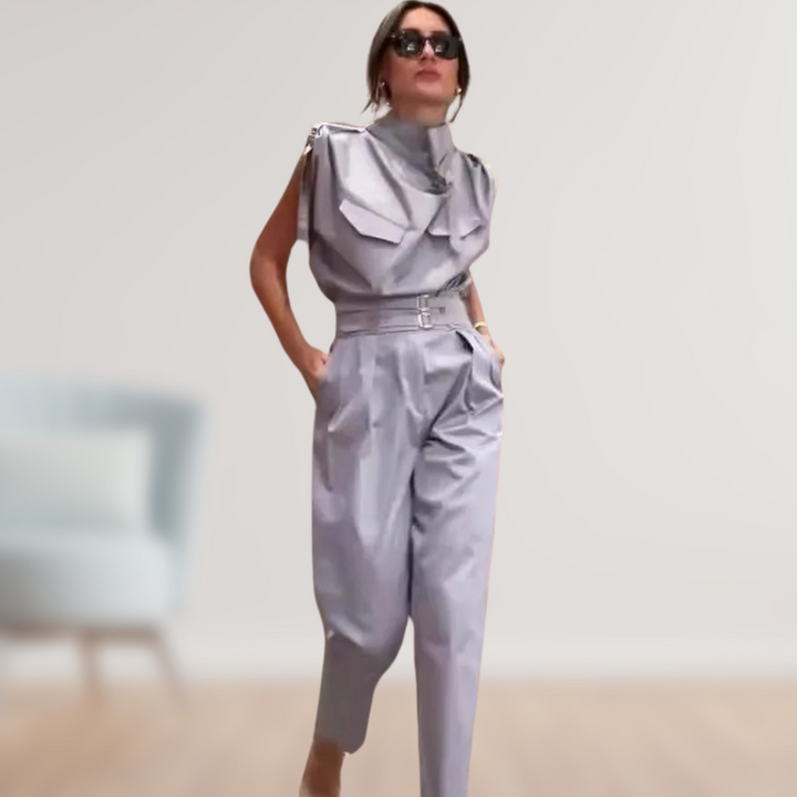 LS | Women Belted Cargo Jumpsuit