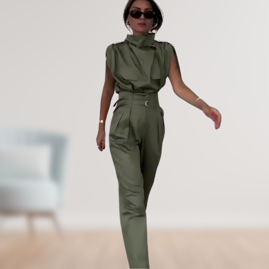 LS | Women Belted Cargo Jumpsuit