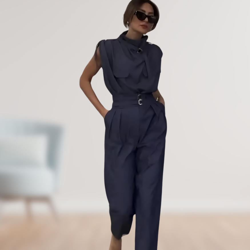 LS | Women Belted Cargo Jumpsuit