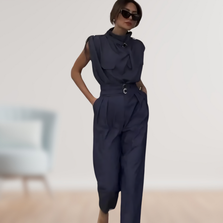 LS | Women Belted Cargo Jumpsuit