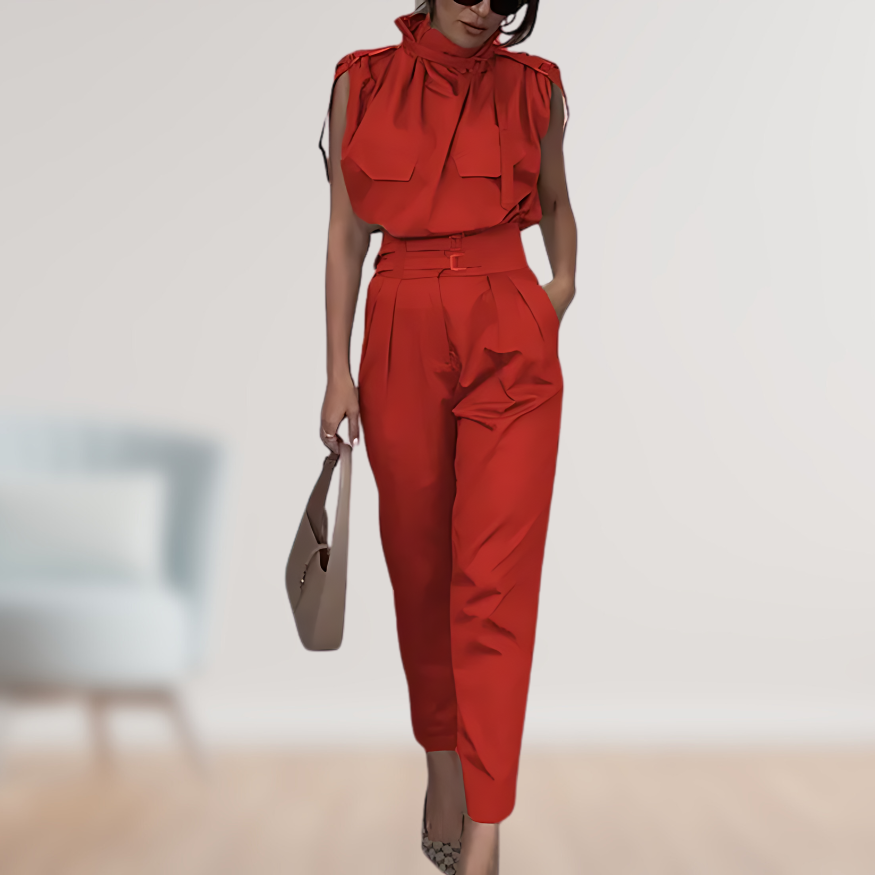 LS | Women Belted Cargo Jumpsuit