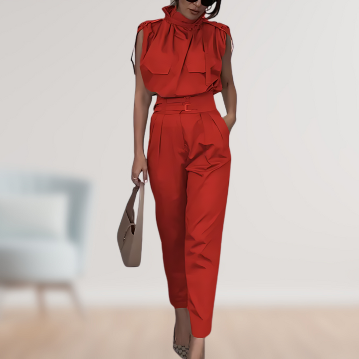LS | Women Belted Cargo Jumpsuit