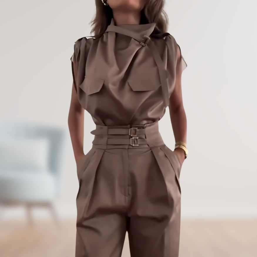 LS | Women Belted Cargo Jumpsuit