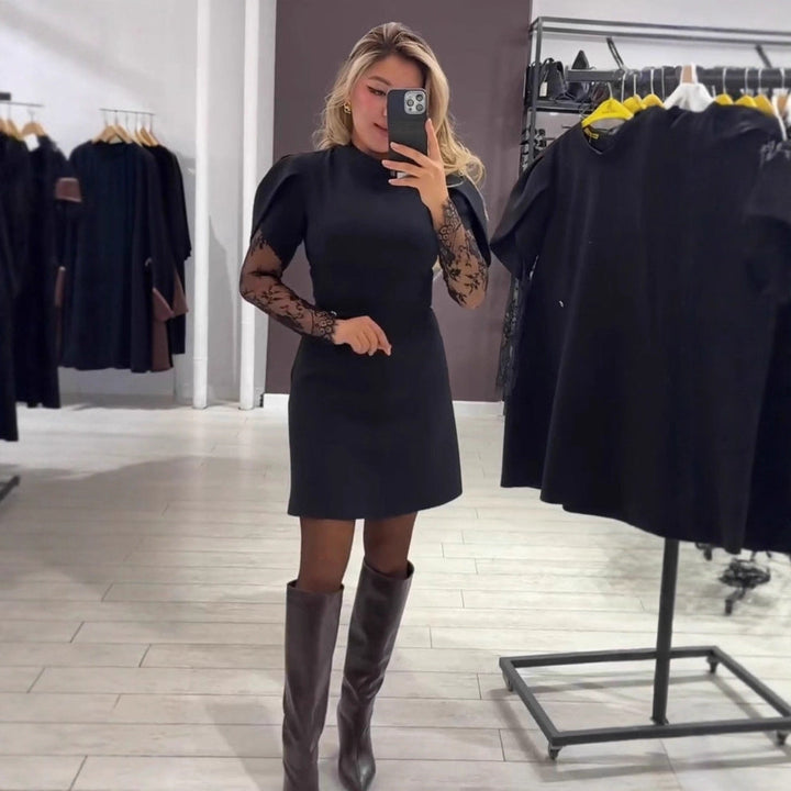 LS | Women Black Lace Sleeve Dress