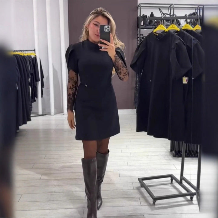 LS | Women Black Lace Sleeve Dress