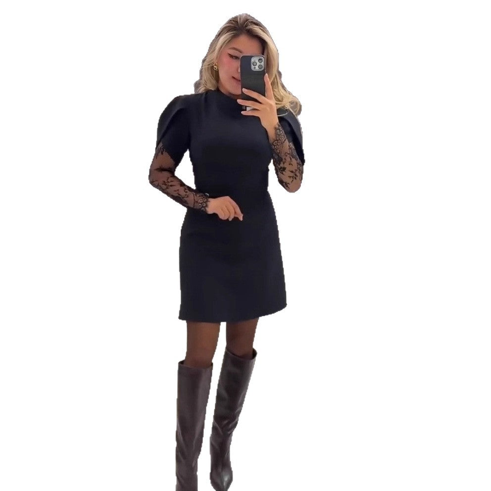LS | Women Black Lace Sleeve Dress