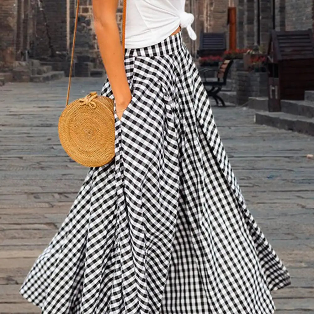 LS | Women Breezy Checkered Long Skirt