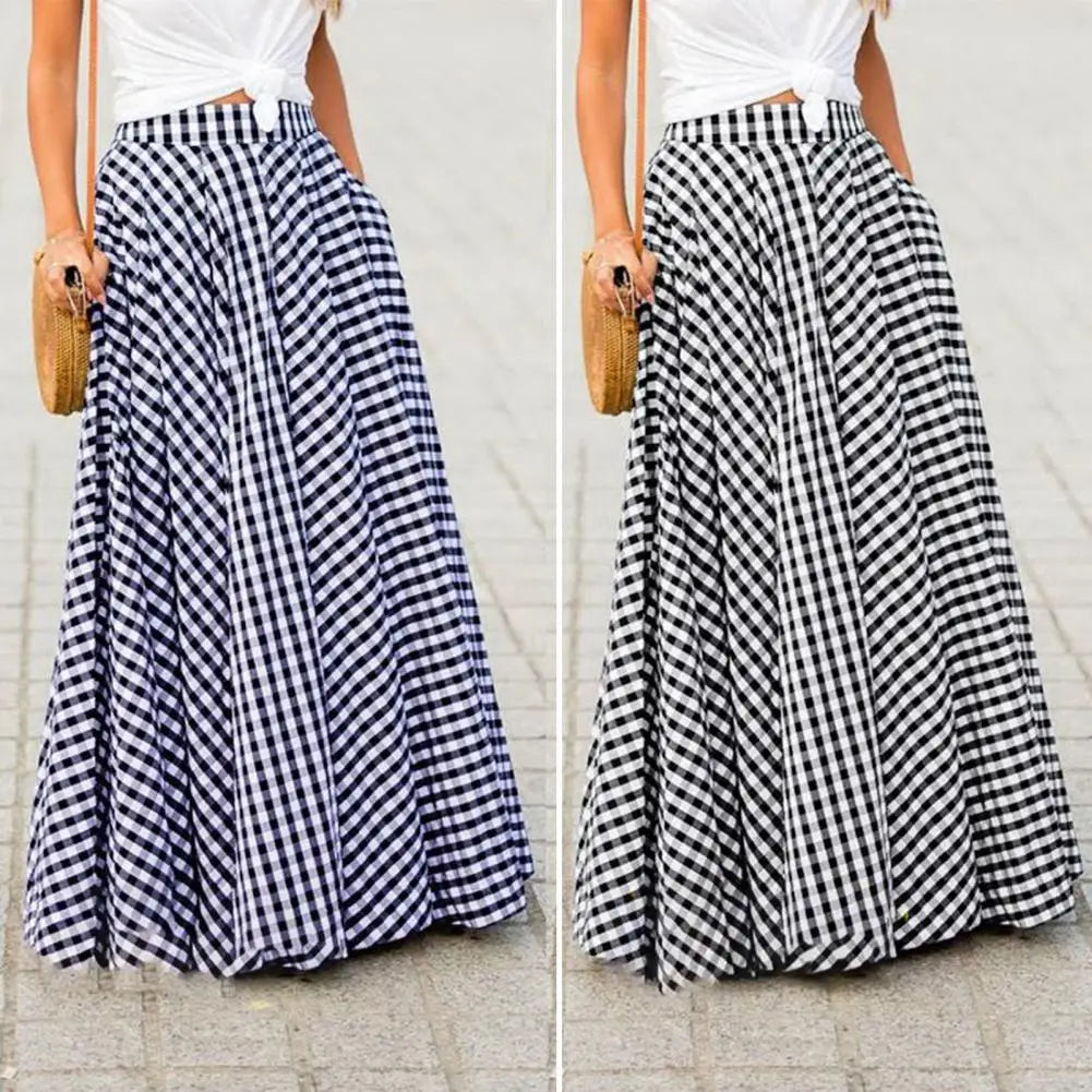 LS | Women Breezy Checkered Long Skirt