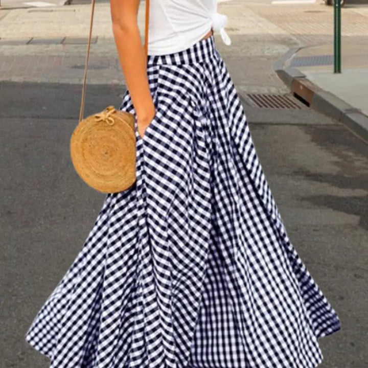 LS | Women Breezy Checkered Long Skirt