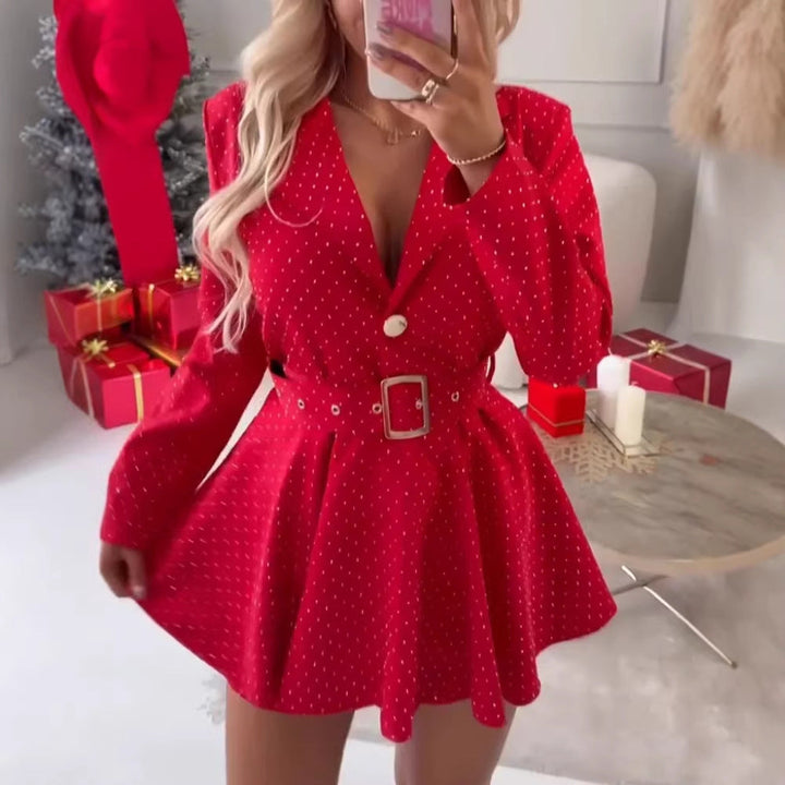 LS | Women Chic Belt Waist Mini Dress